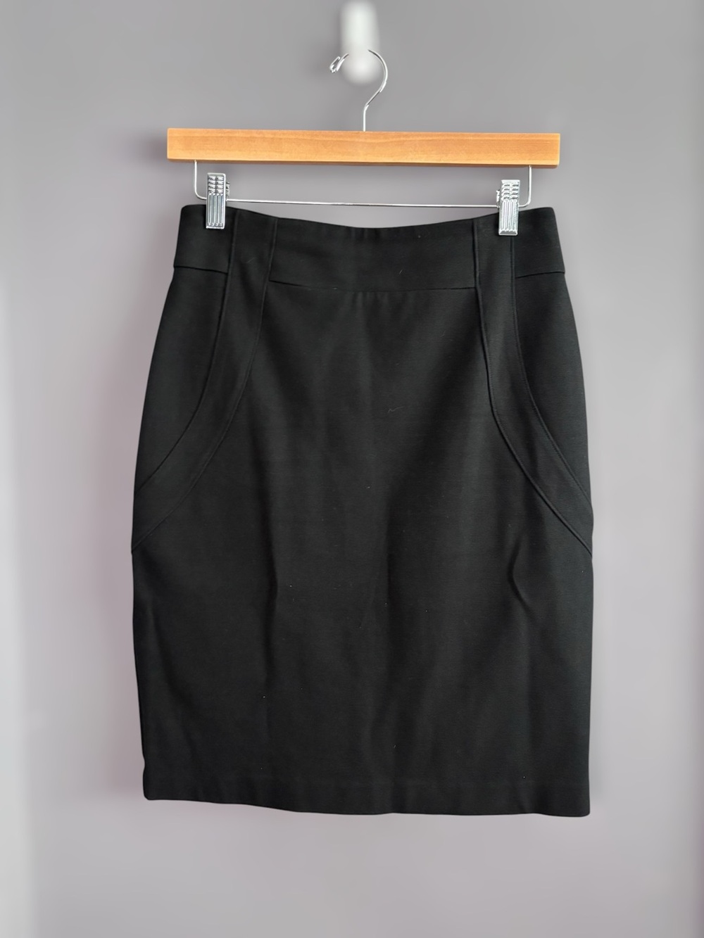 Kenar Black Stretch Knee Length Pencil Skirt 4